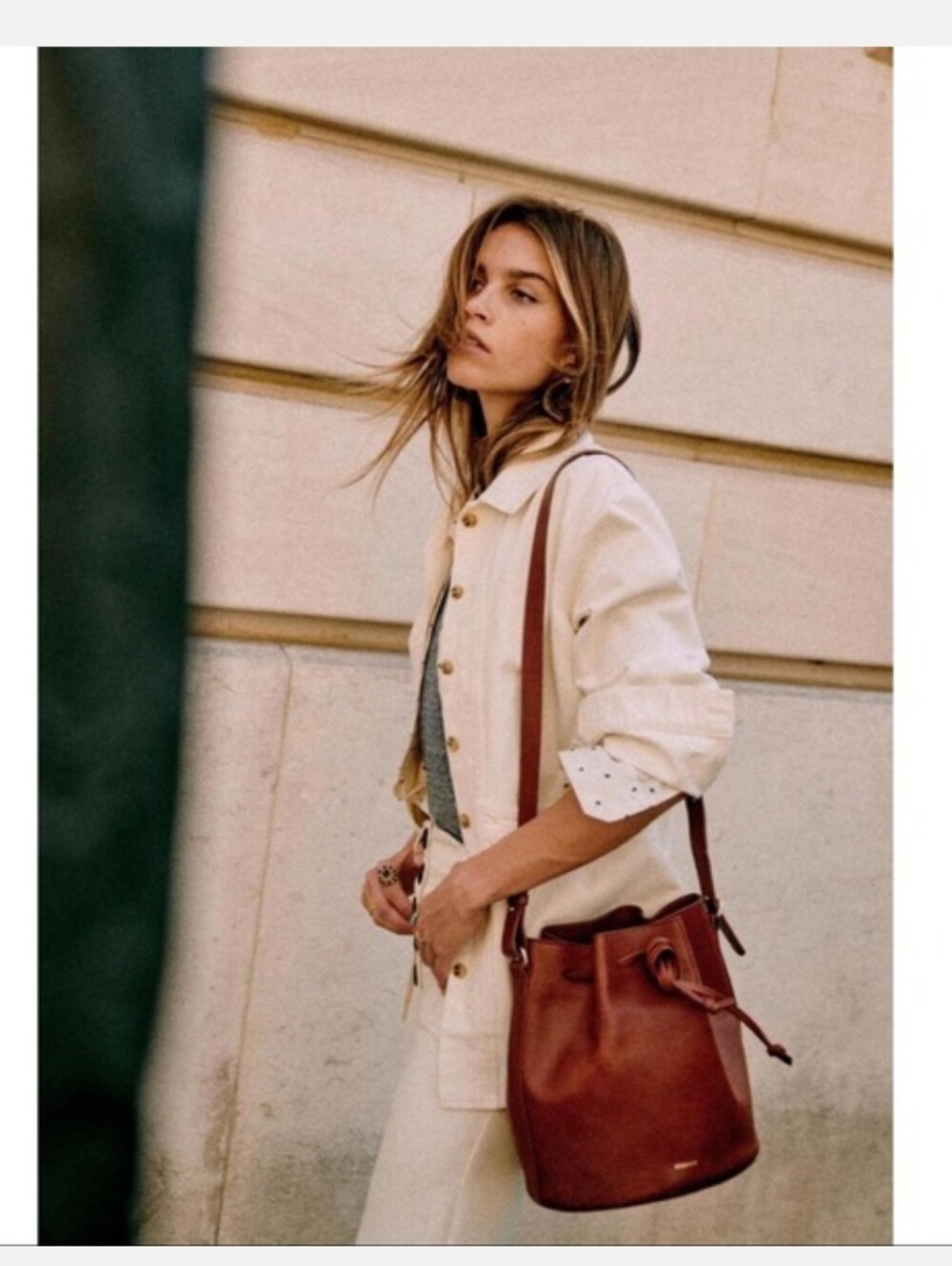 SEZANE WILL CHORE UTILITY JACKET IN ECRU